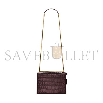 YSL SUNSET MEDIUM IN CROCODILE-EMBOSSED LEATHER 4429062US0W6991 (22*16*6.5cm)